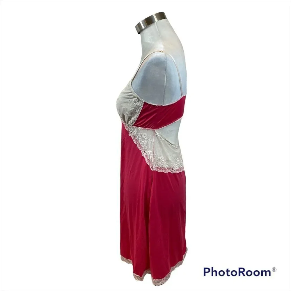 Hope Brand Pink and Ivory Open Back Mini Length Nightgown Lingerie Medium‎